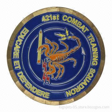 Commemoratory Die Struck Copper Coin with Soft Enamel Color Filled and Diamond Cut Edge